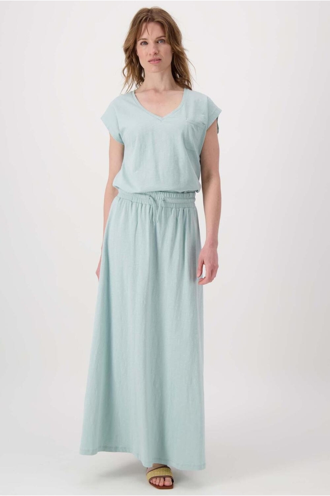 LANGE WIJDE JERSEY ROK 0302 035 2014 vergrijsd blauw